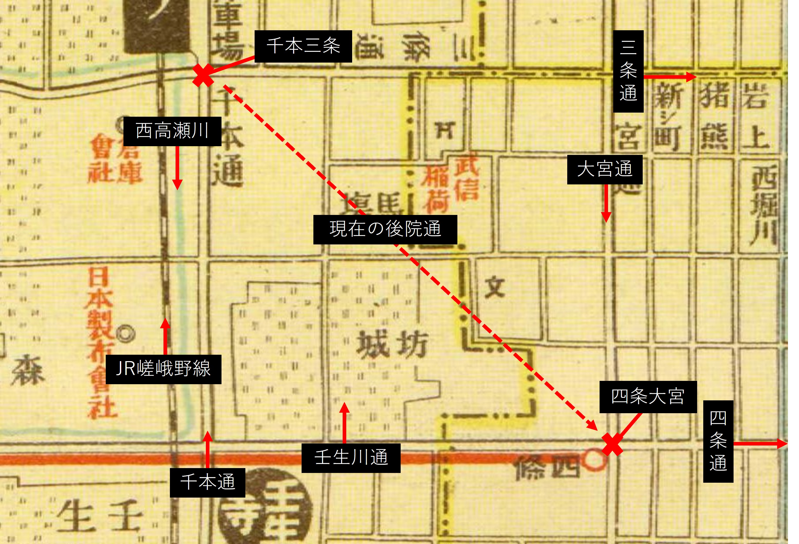1911年の後院通一帯